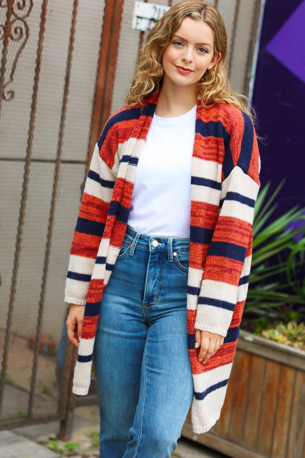 Striped clearance boyfriend cardigan