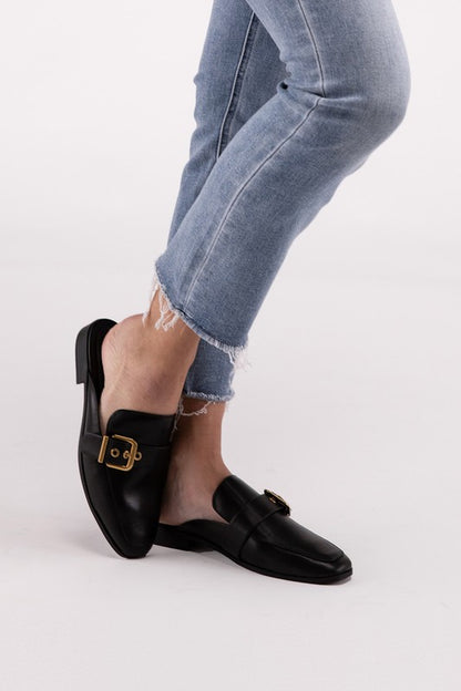 CHANTAL Buckle Backless Slides Loafer Shoes