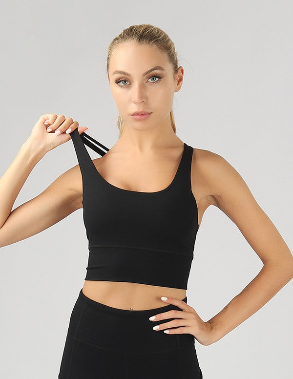 Strappy Back Active Crop Top With Removable Pad