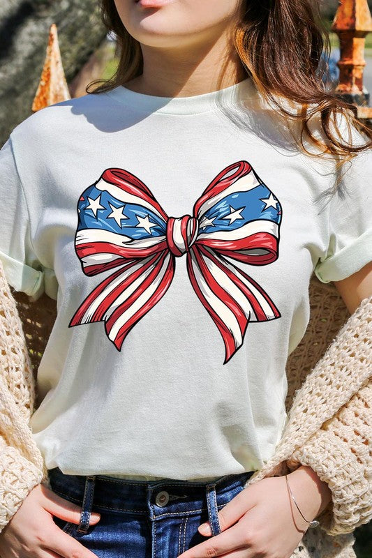 Coquette American Flag Bow Graphic T Shirt