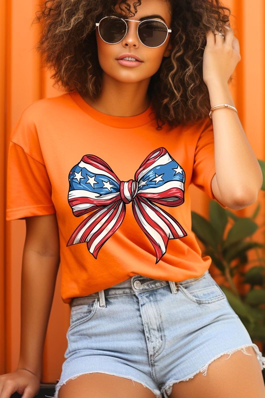 Coquette American Flag Bow Graphic T Shirt