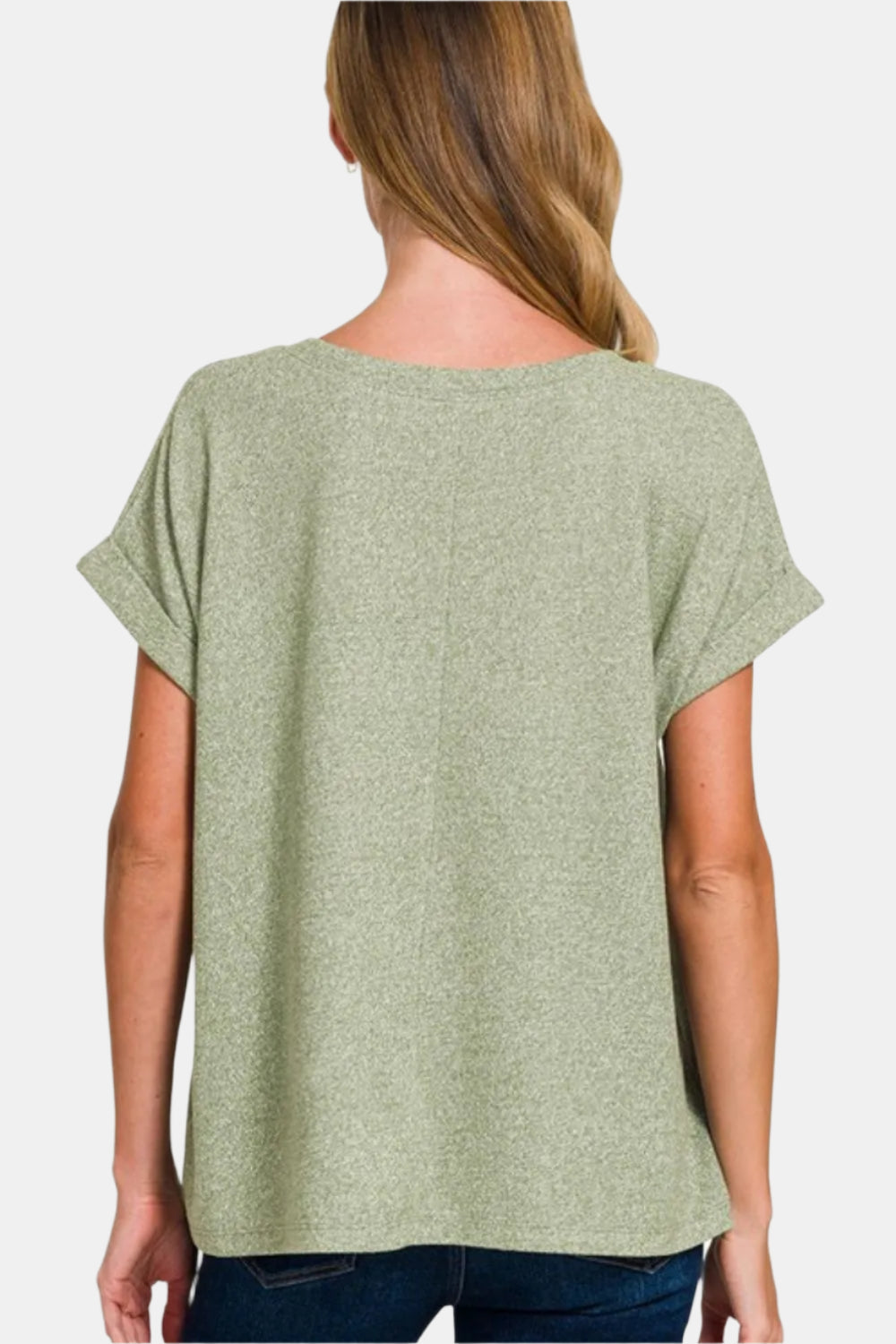 Bright Mauve Soft Melange Hacci V-Neck Tee