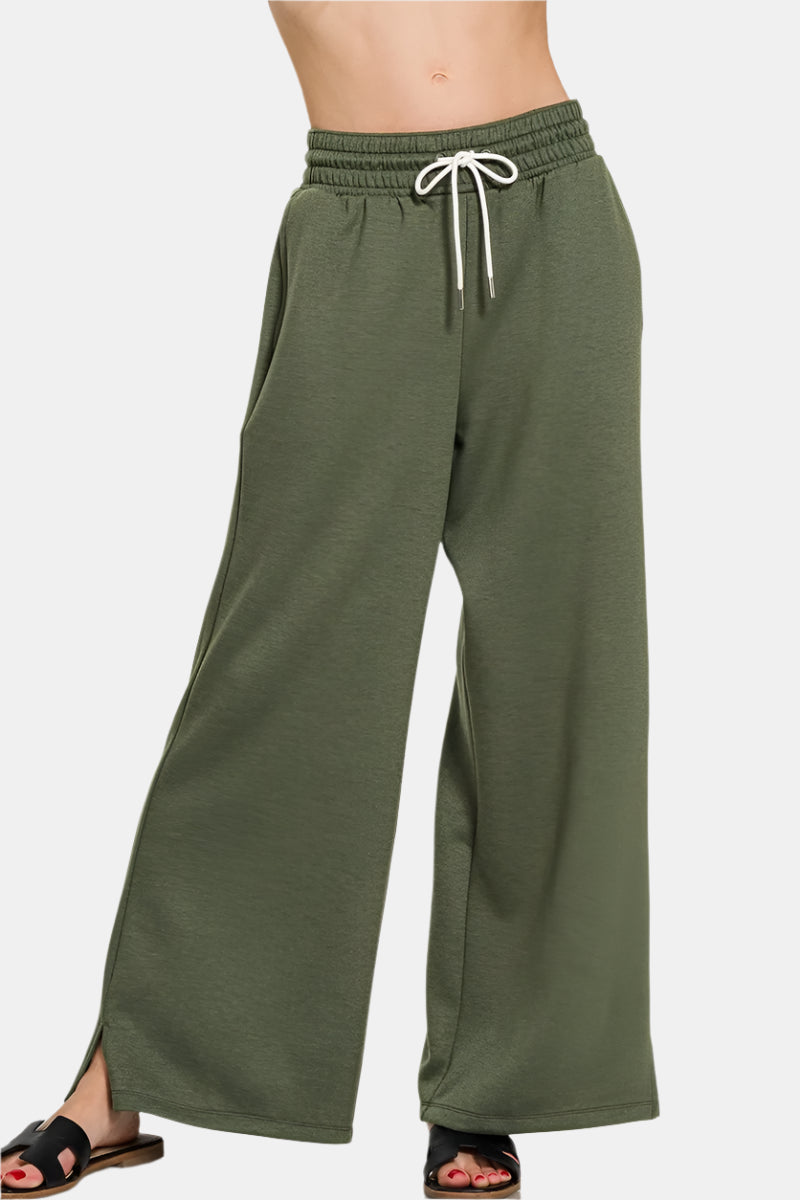 Dark Olive Scuba Drawstring Pants