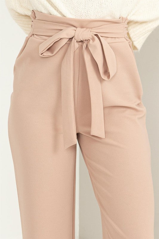 High-Waisted Tie Front Flared Pants