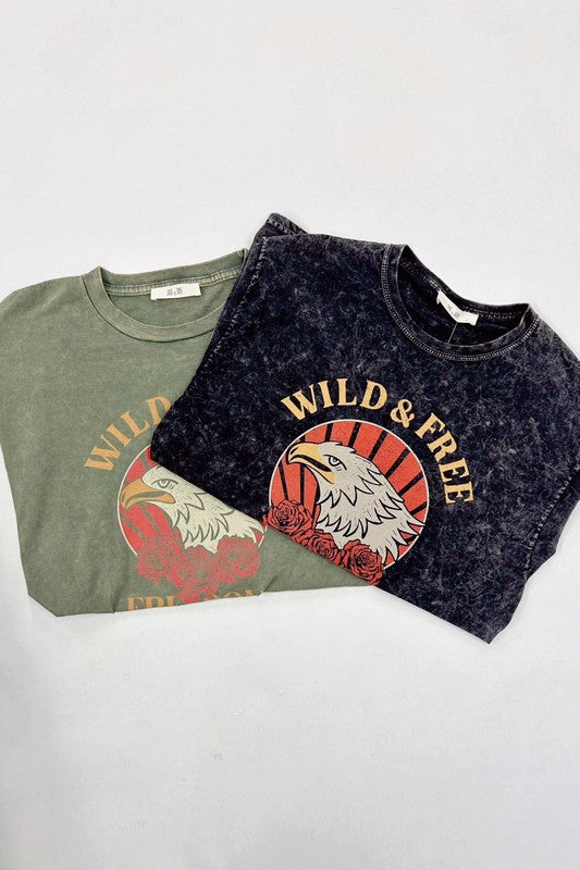 Wild & Free Washed Short Sleeve Graphic Tee