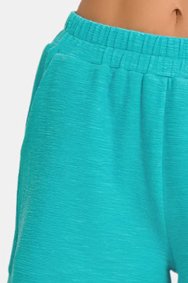 Turquoise Cotton Slub Shorts