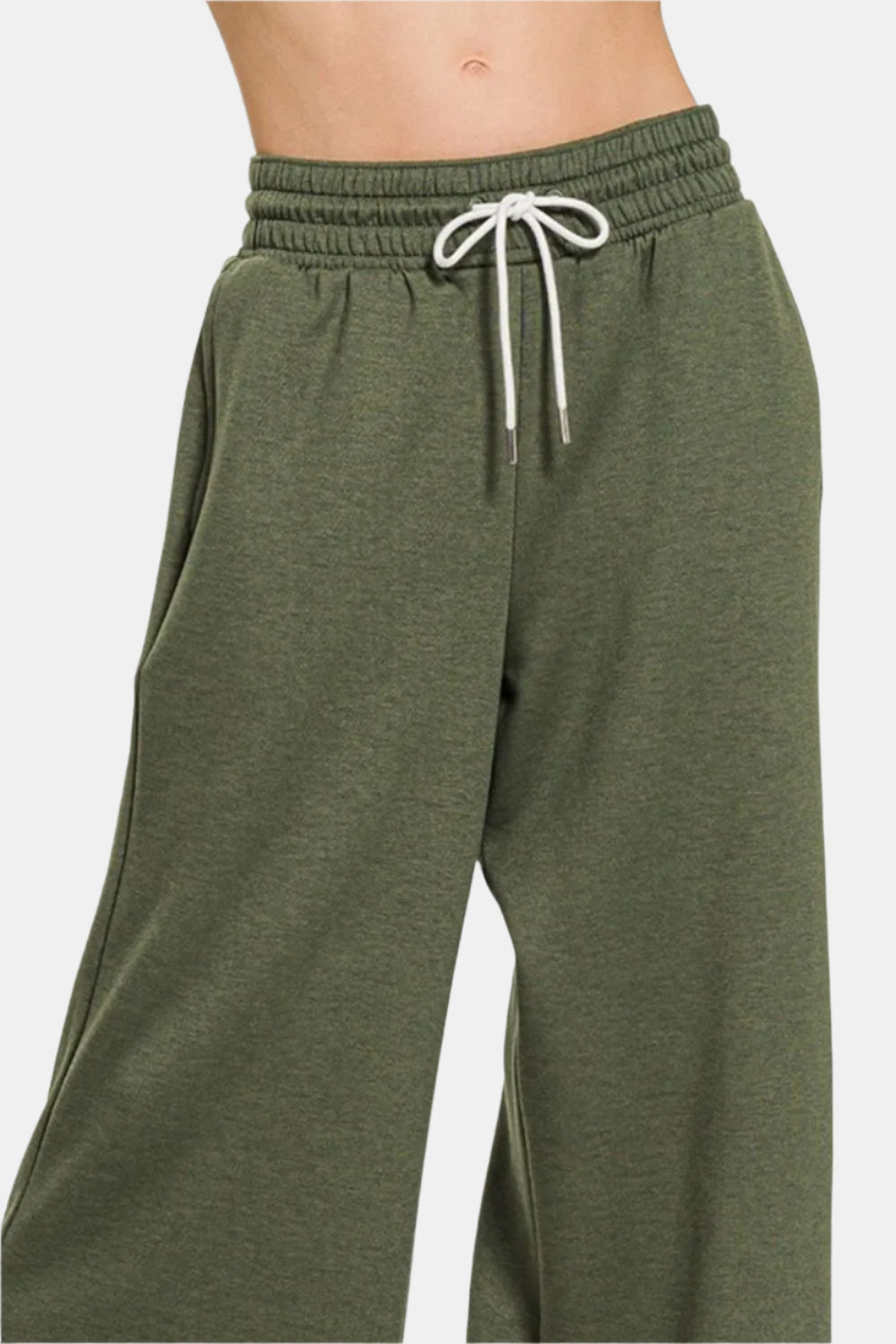 Dark Olive Scuba Drawstring Pants