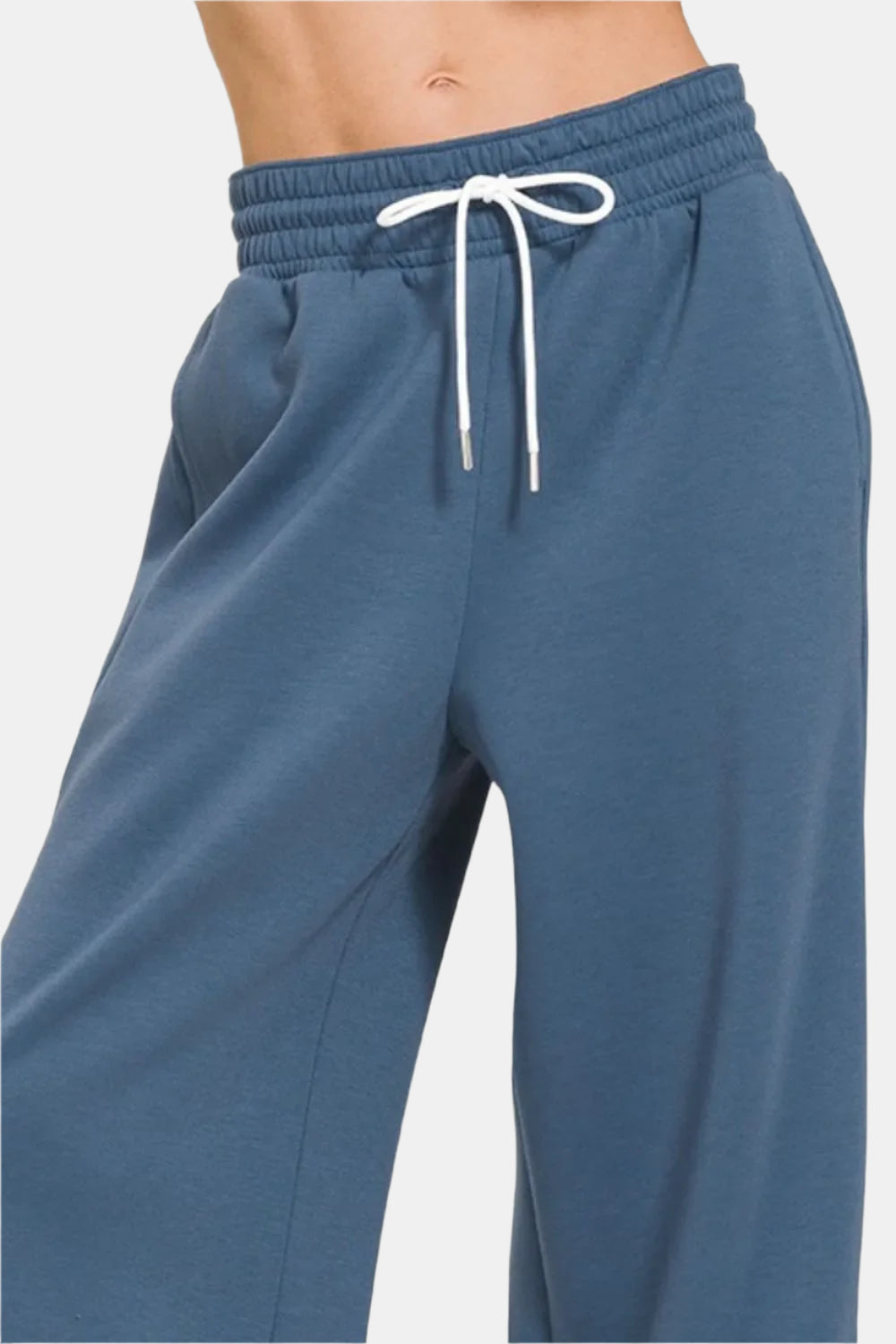 Dusty Blue Scuba Drawstring Pants