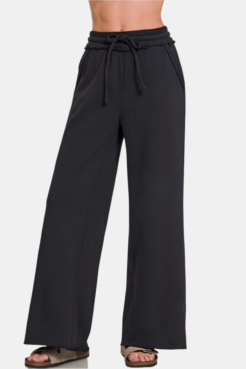 Black Fleece Exposed Seam Wide Leg Sweatpants