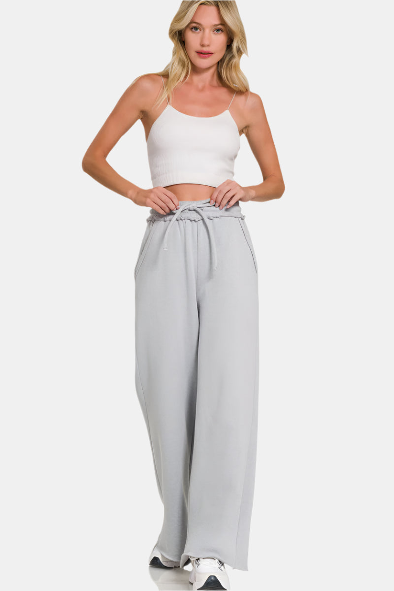 Black Fleece Exposed Seam Wide Leg Sweatpants