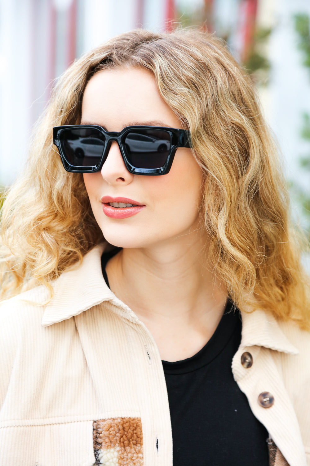 Thick frame best sale rectangle sunglasses