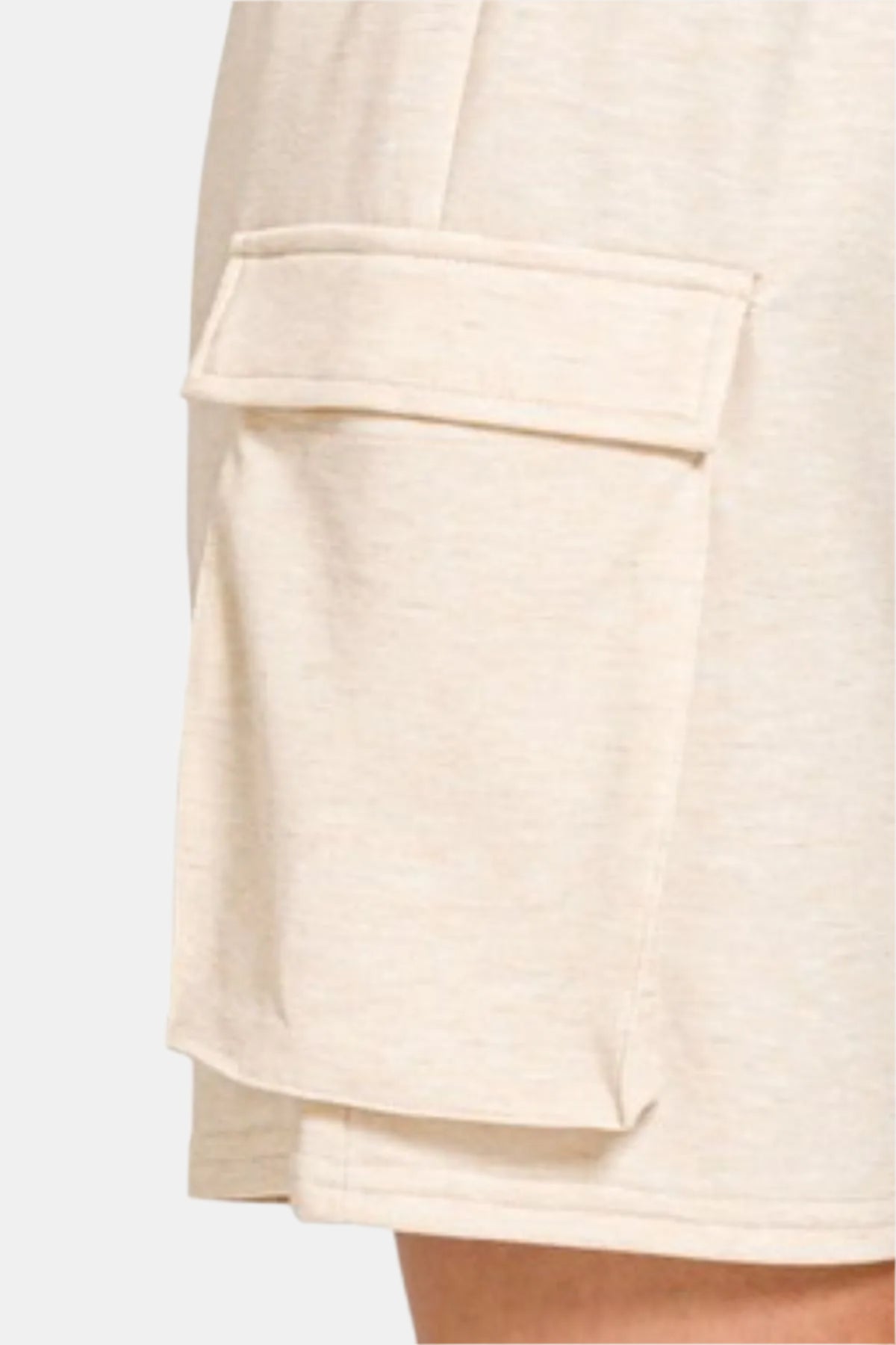 Beige Scuba Thigh Pocket Shorts