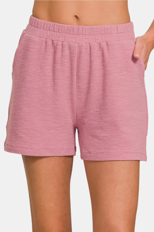 Light Rose Cotton Slub Shorts