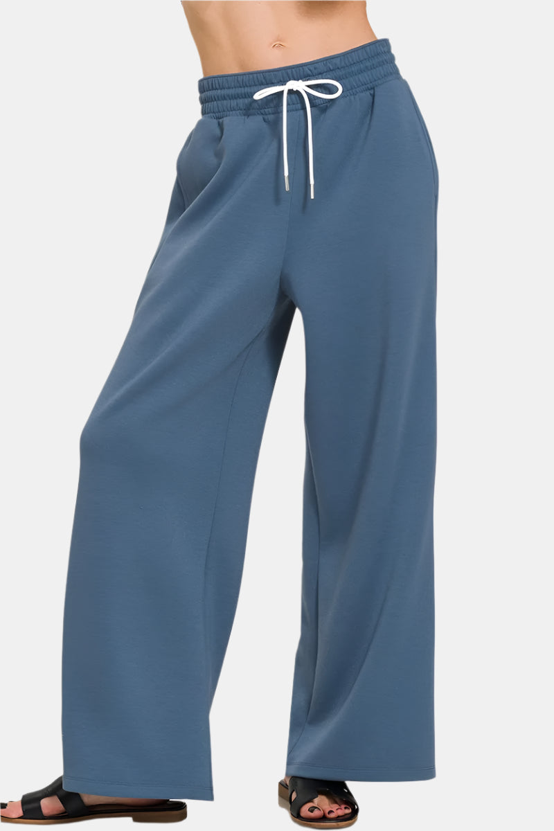 Dusty Blue Scuba Drawstring Pants