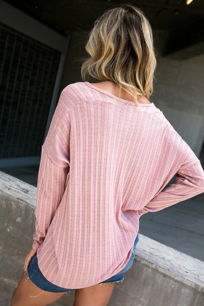 Plus Variegated Cashmere Long Sleeve Top