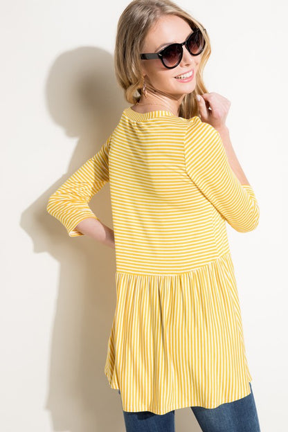 Plus Pin Stripe Babydoll Tunic Top