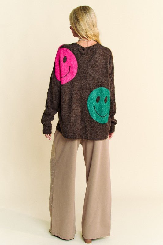 Dark Brown Round Neck Oversize Sweater