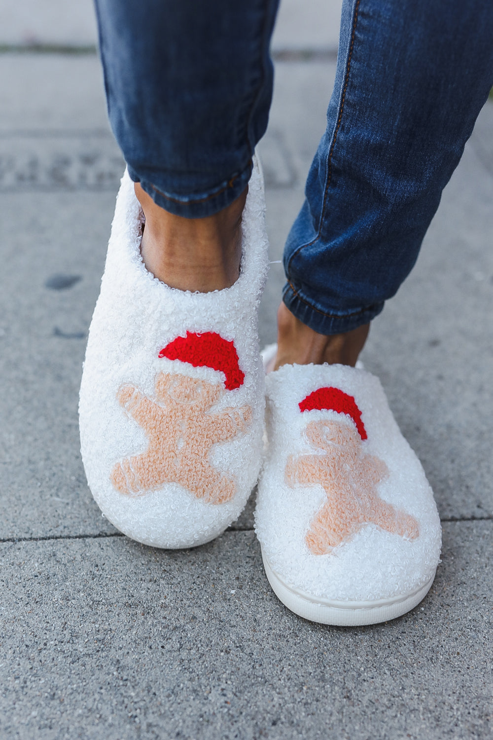 Gingerbread Man Print Fleece Slippers