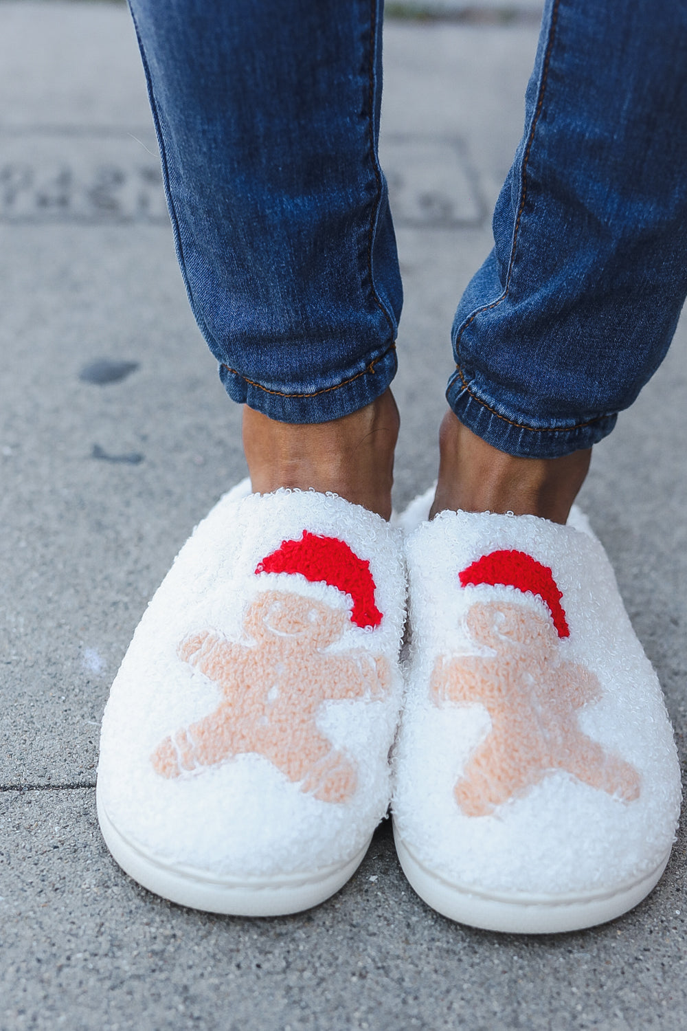 Gingerbread Man Print Fleece Slippers