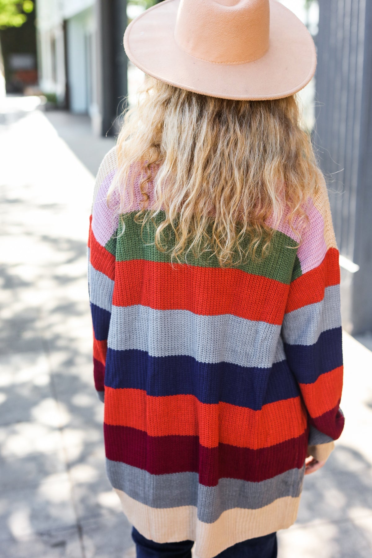 Multicolor Striped Slouchy Open Cardigan