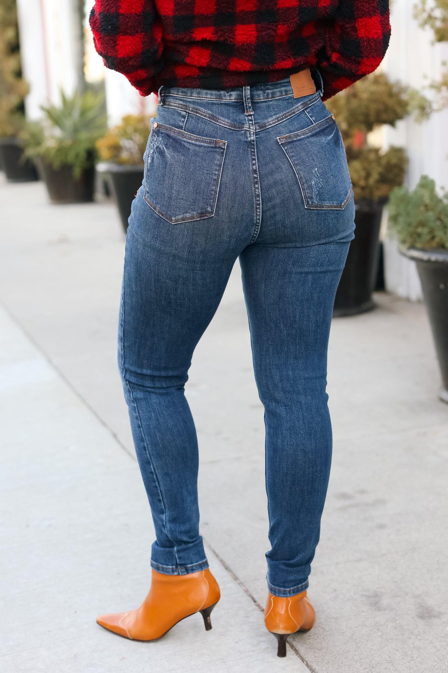 Judy Blue Dark Denim High Waist Distressed Skinny Jeans