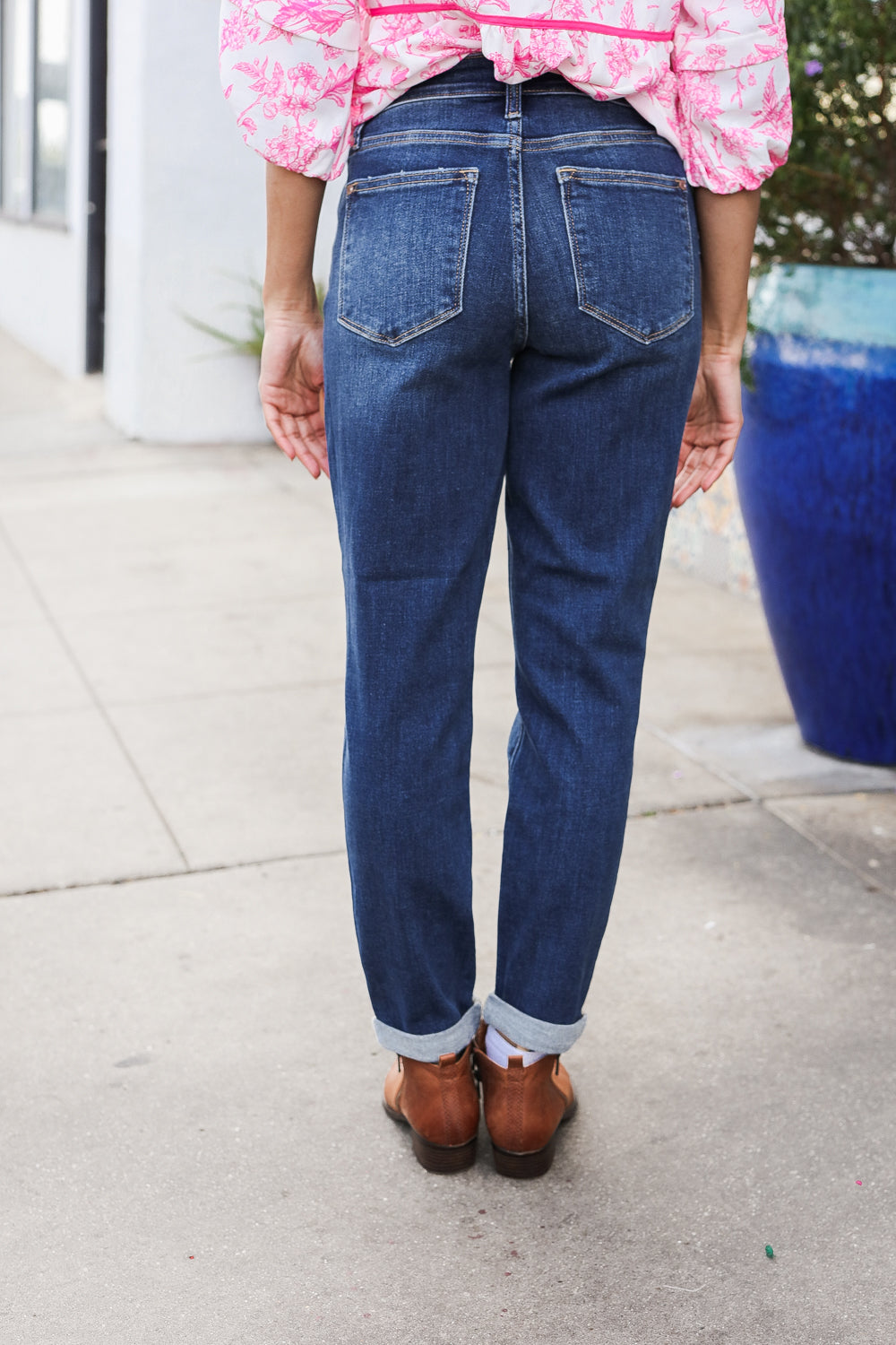 Mid Rise Cuffed Boyfriend Jeans