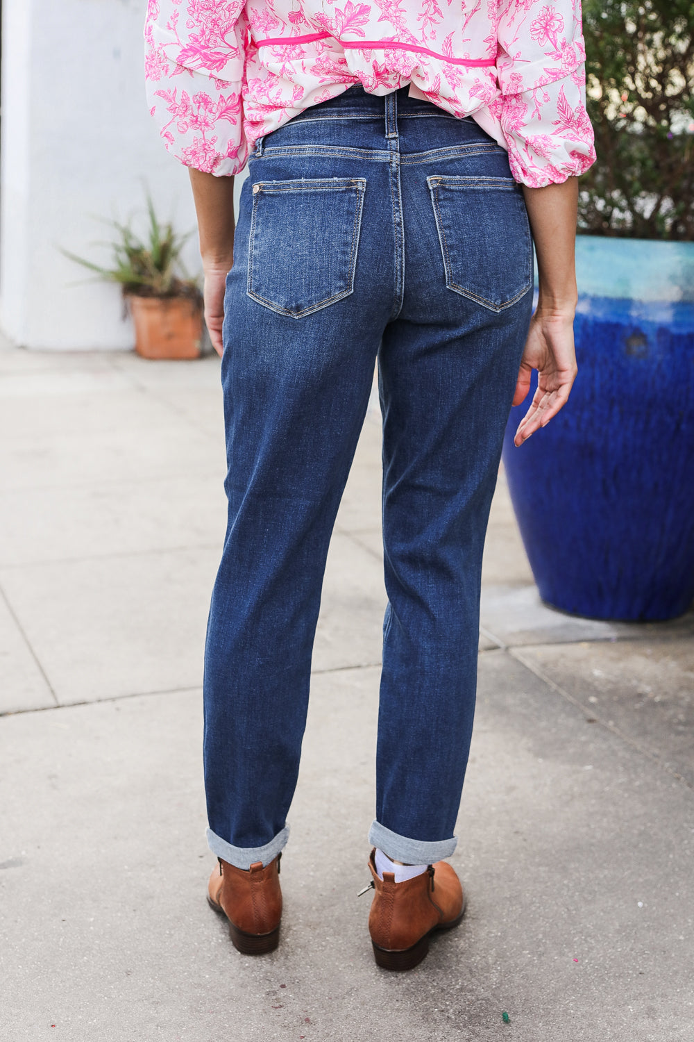 Mid Rise Cuffed Boyfriend Jeans