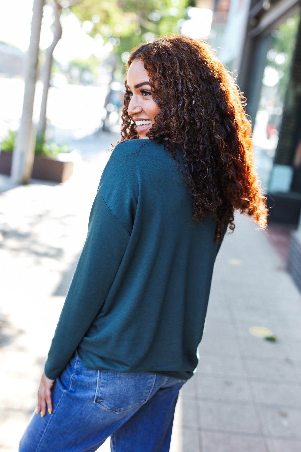 Forest Green Sequin Football Patch Terry Top