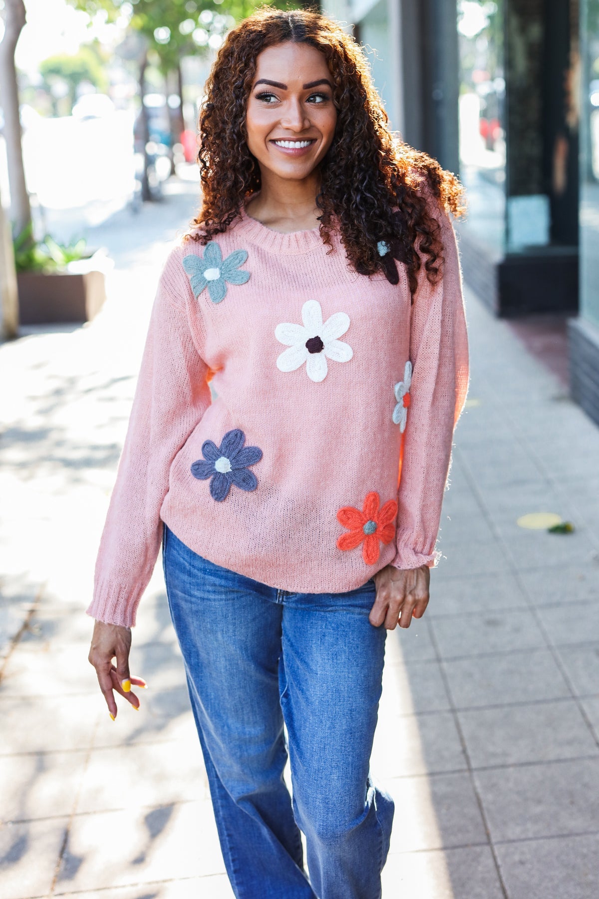 Terracotta Flower Patch Oversized Knit Sweater