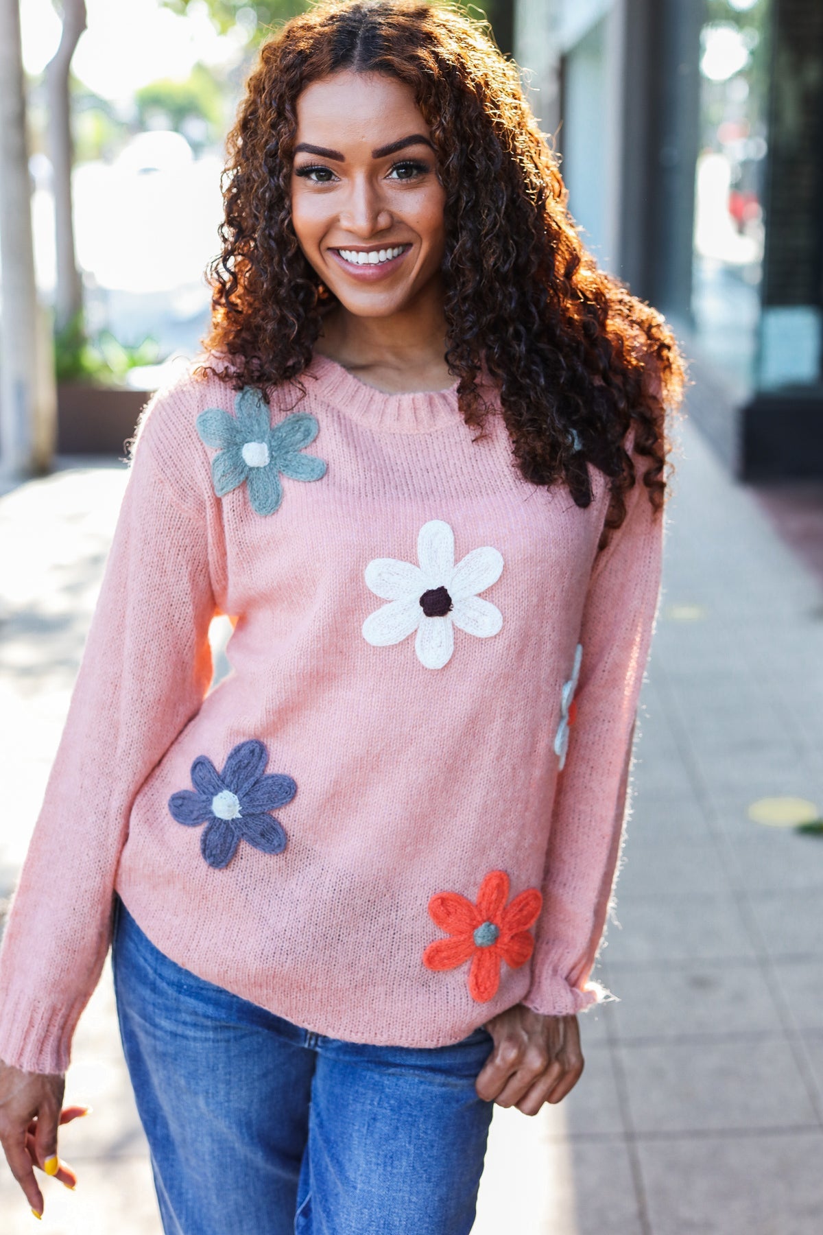 Terracotta Flower Patch Oversized Knit Sweater