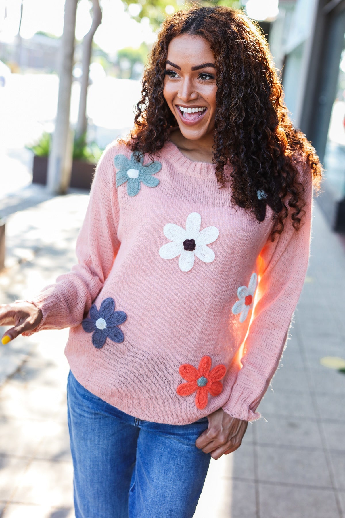 Terracotta Flower Patch Oversized Knit Sweater