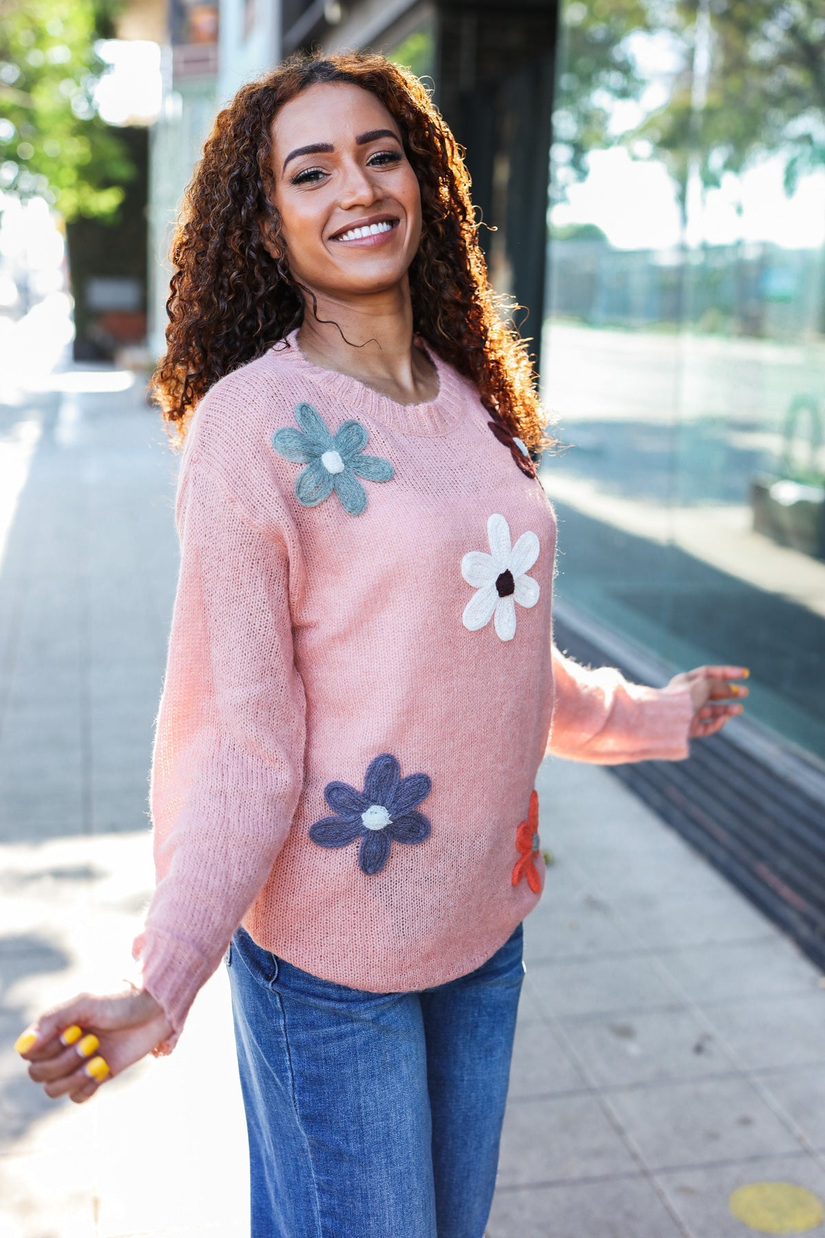 Terracotta Flower Patch Oversized Knit Sweater