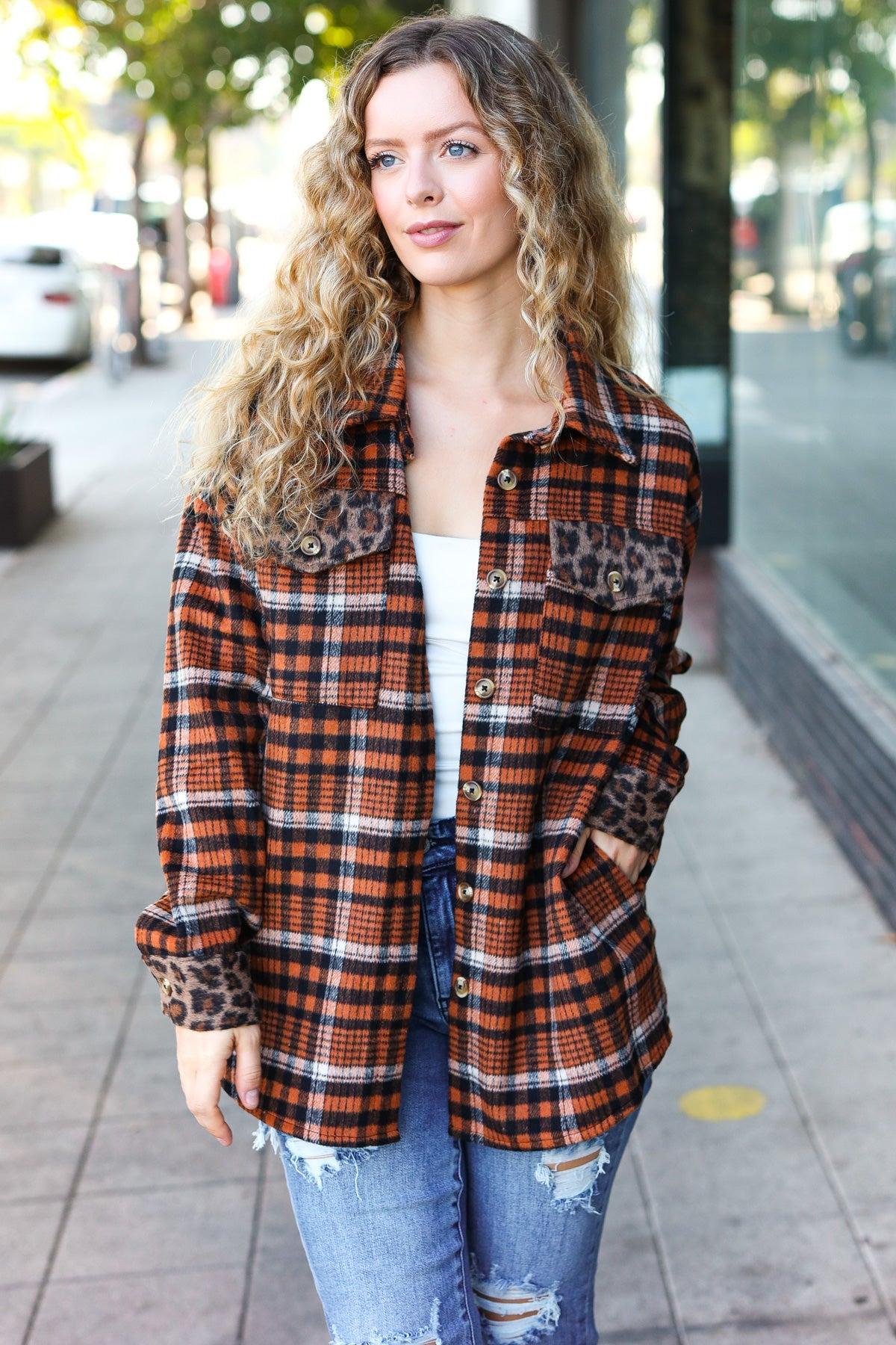 Rust Plaid & Animal Shacket