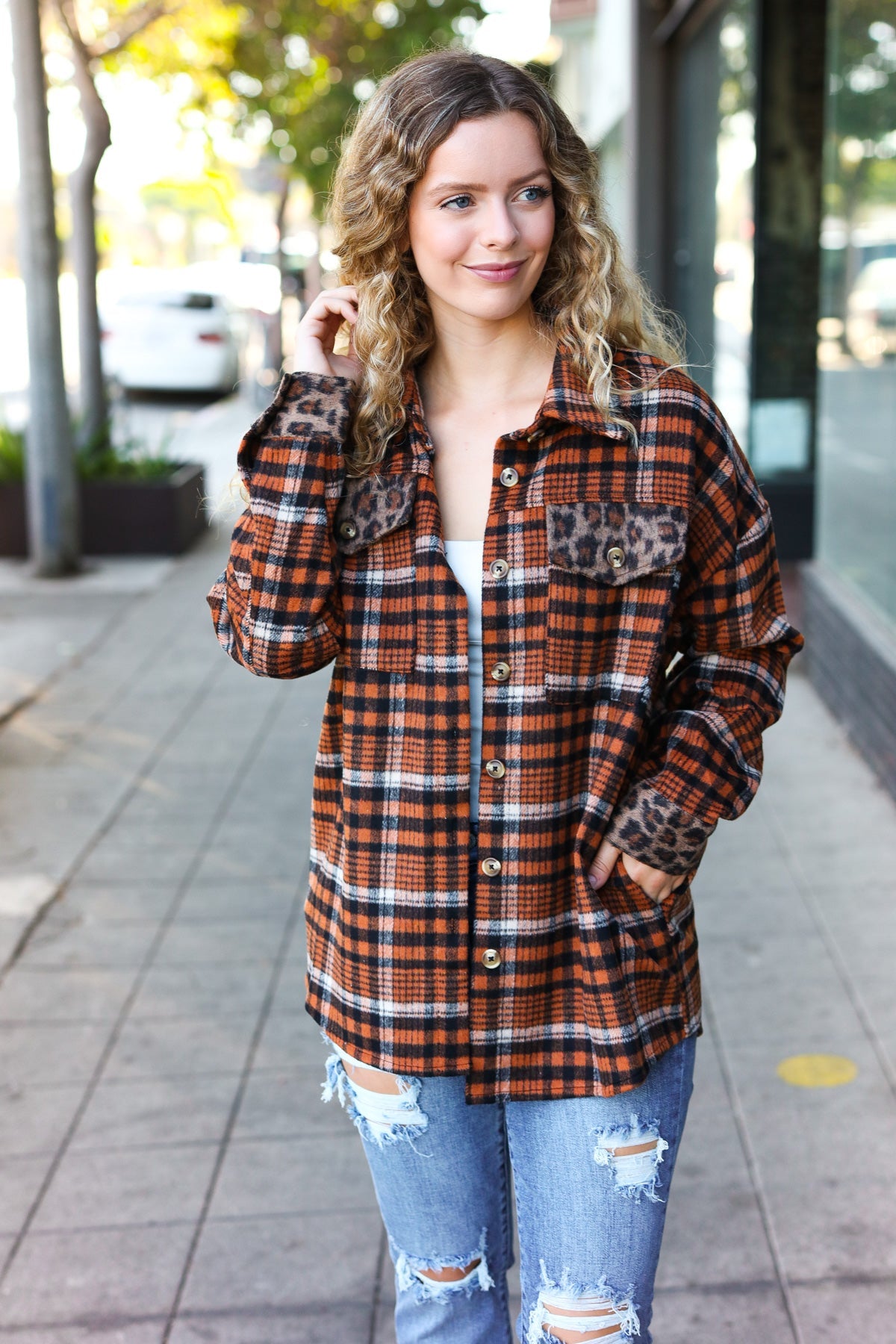 Rust Plaid & Animal Shacket