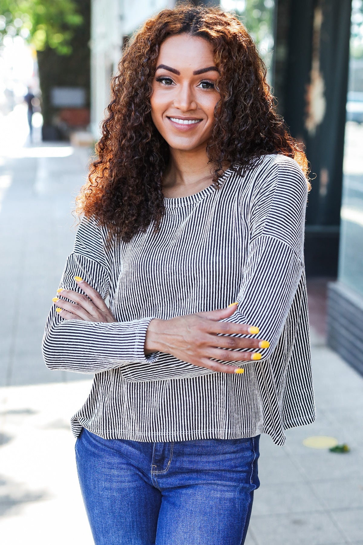 Black Rib Dolman Cropped Sweater Top