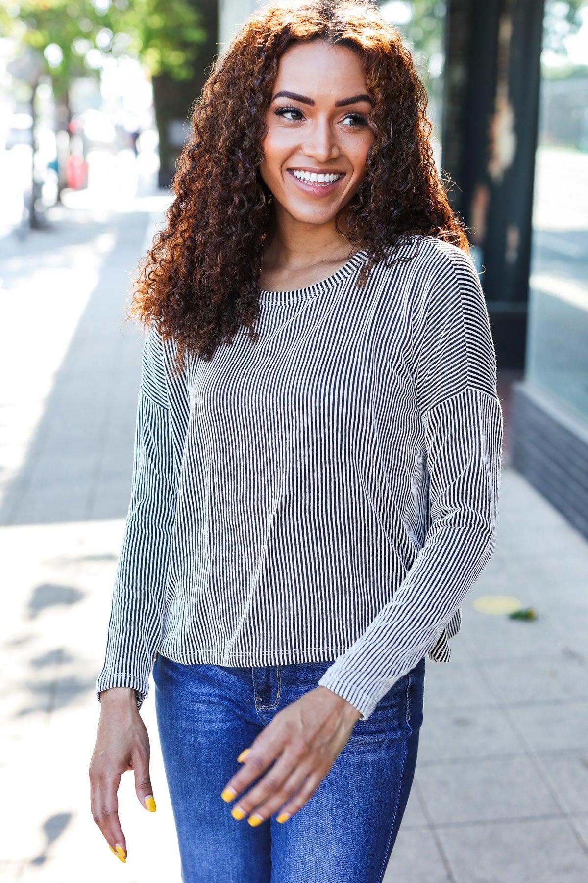 Black Rib Dolman Cropped Sweater Top