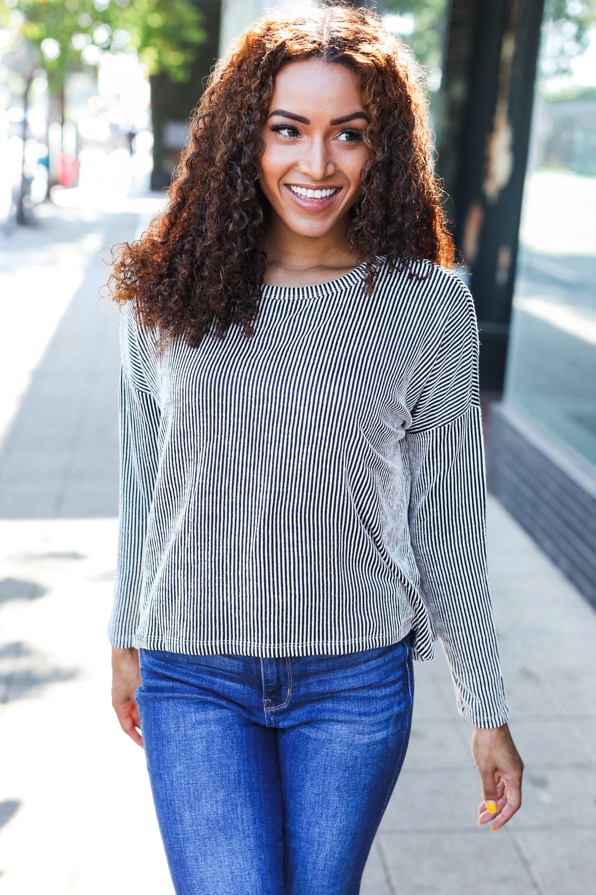 Black Rib Dolman Cropped Sweater Top