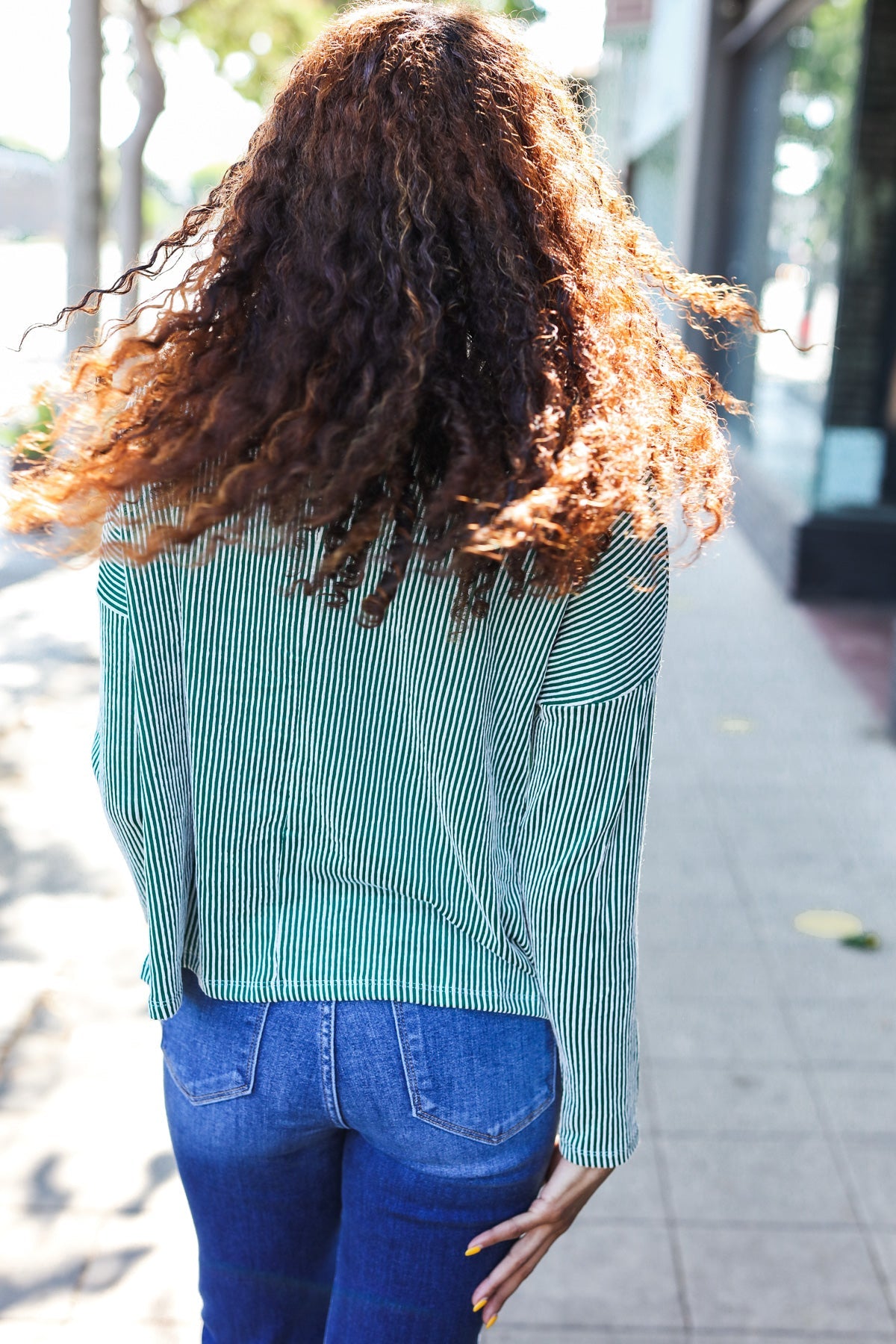 Green Rib Dolman Cropped Sweater Top