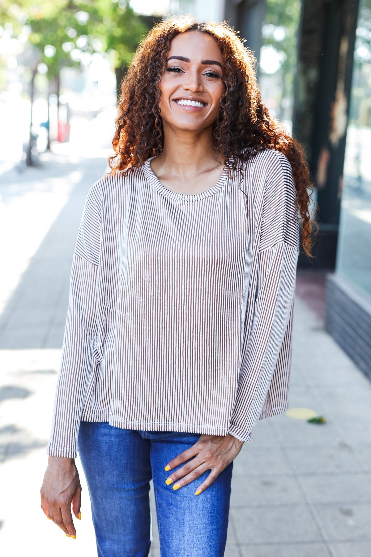 Camel Rib Dolman Cropped Sweater Top