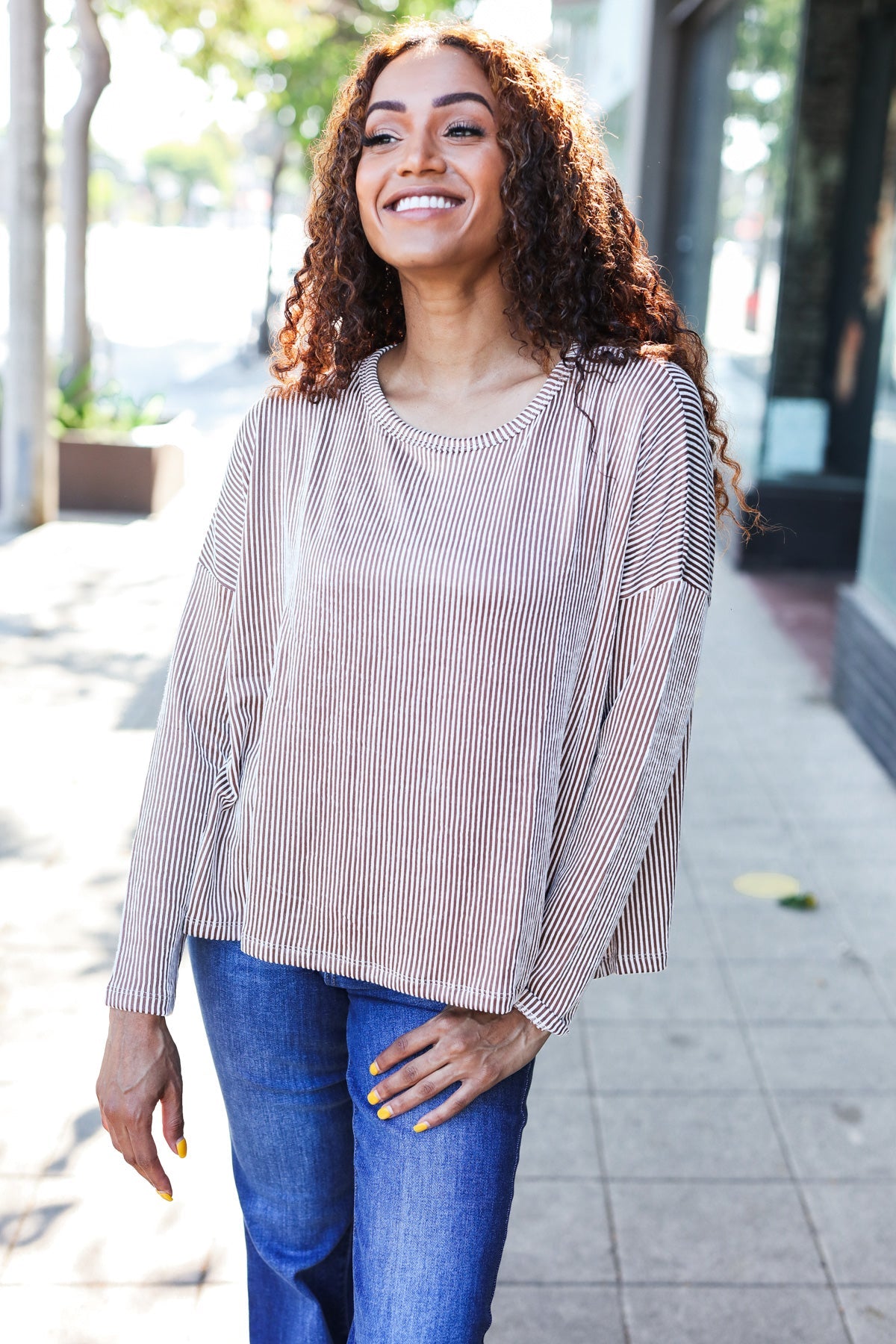 Camel Rib Dolman Cropped Sweater Top