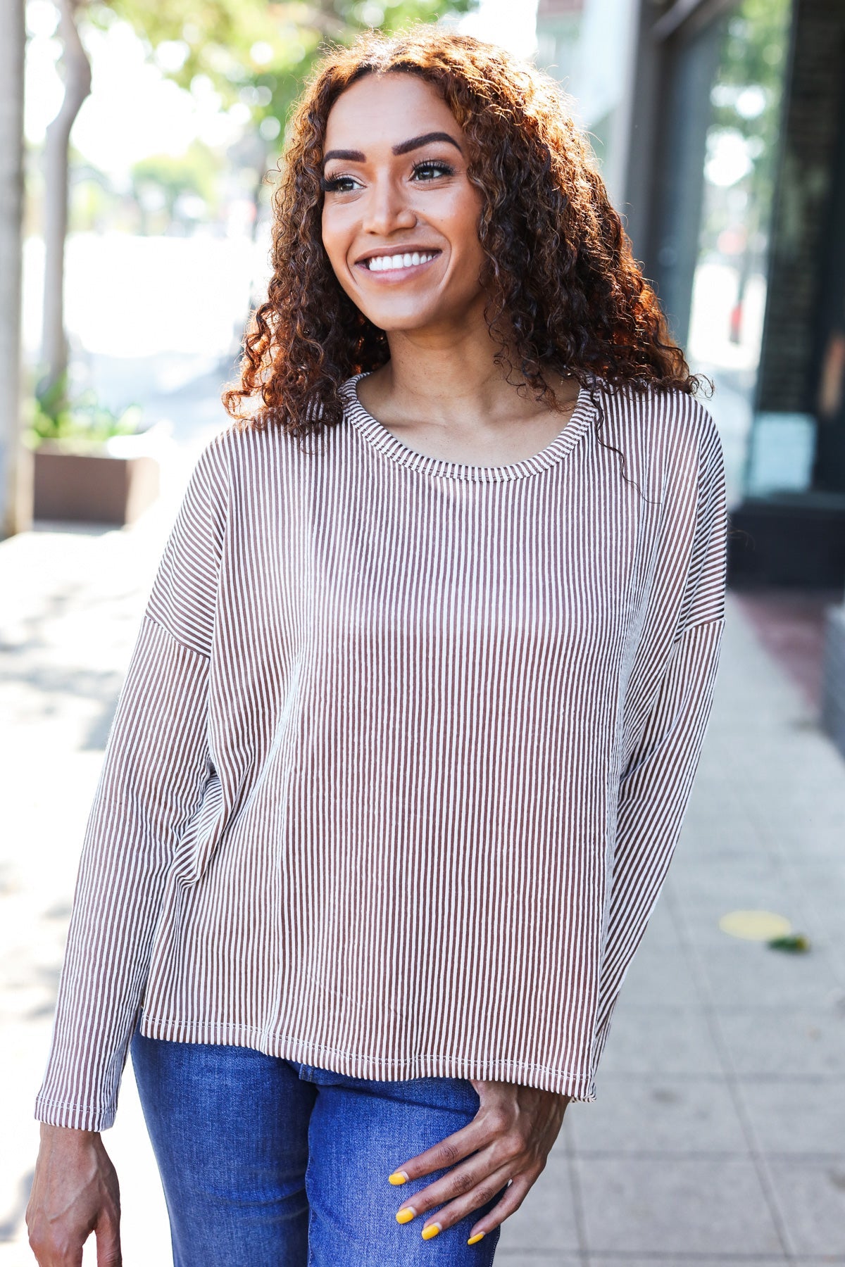 Camel Rib Dolman Cropped Sweater Top