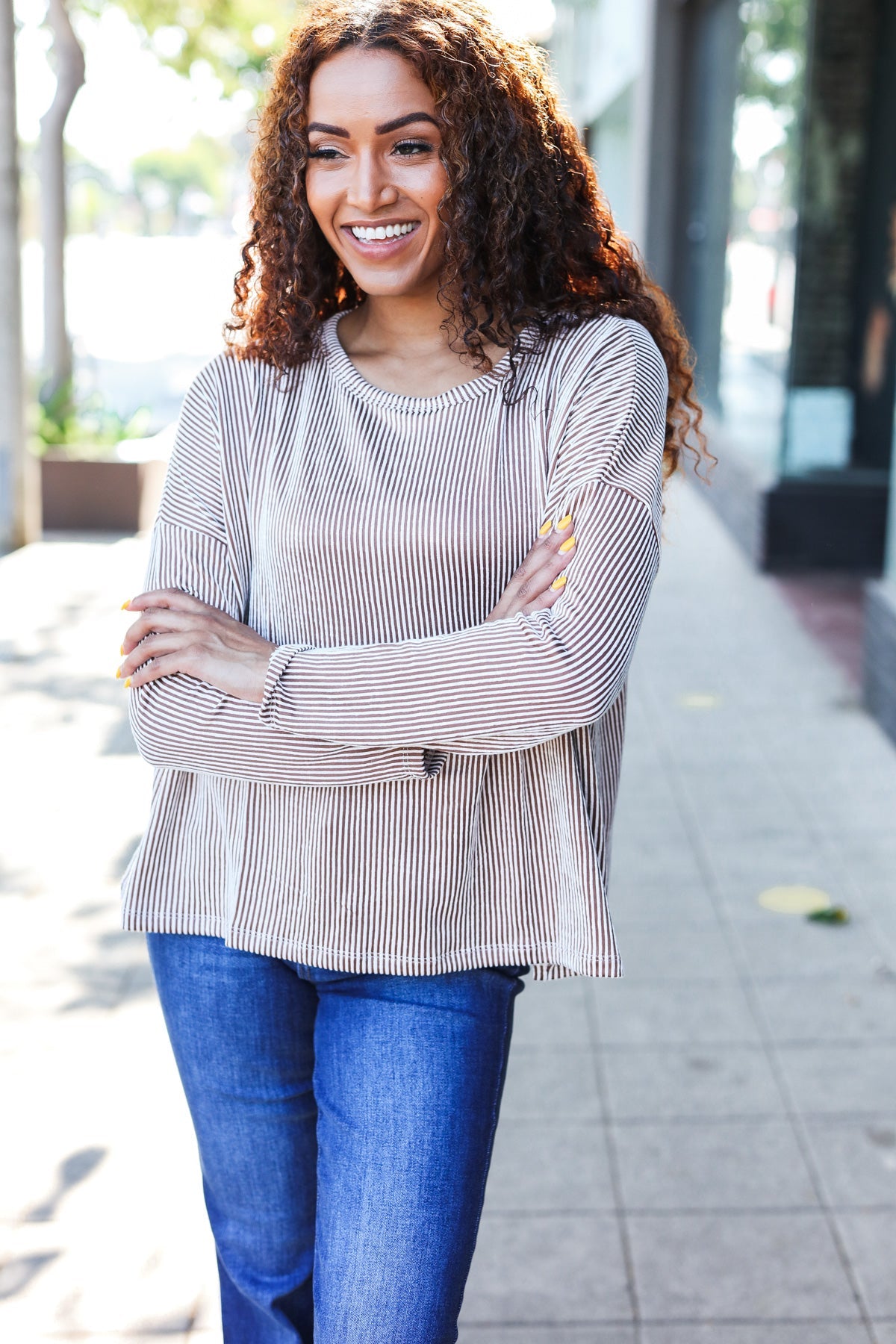 Camel Rib Dolman Cropped Sweater Top