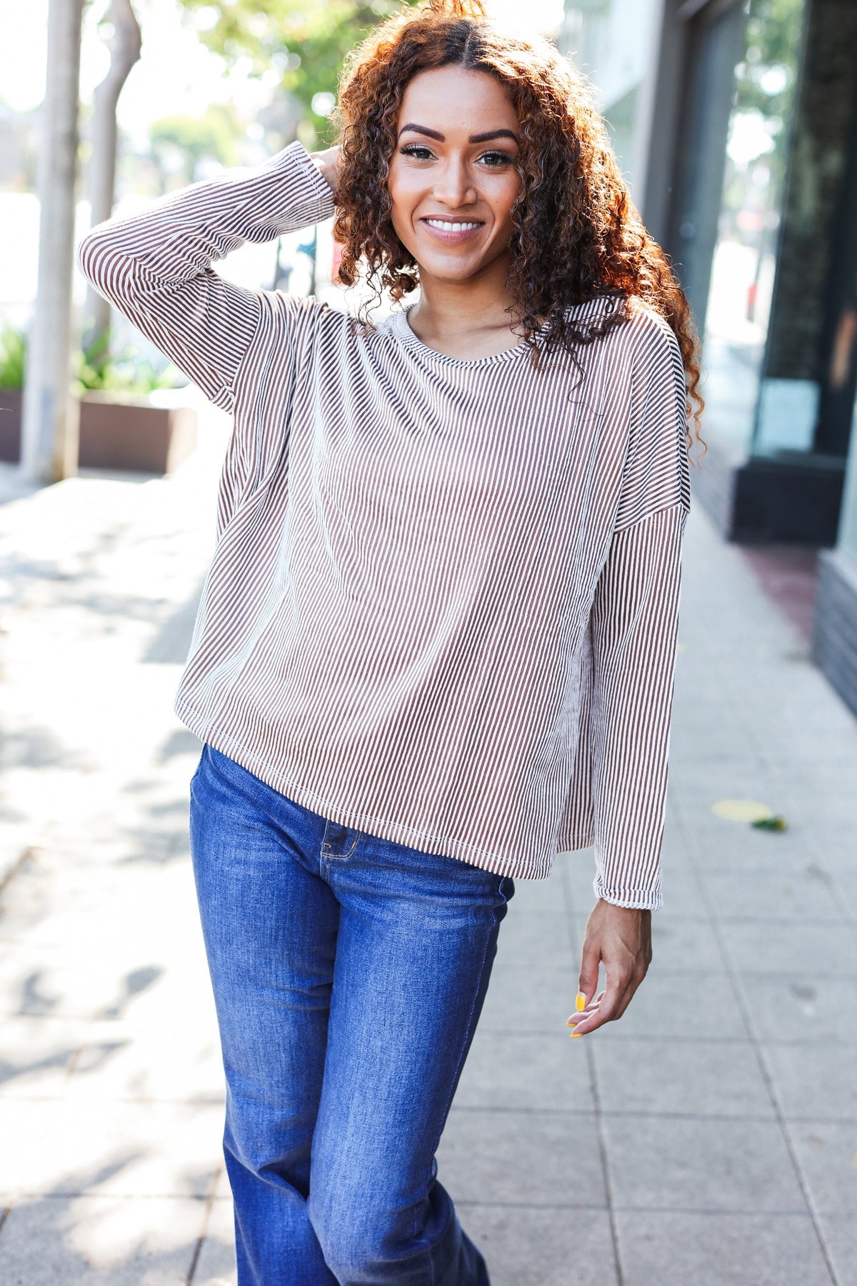 Camel Rib Dolman Cropped Sweater Top