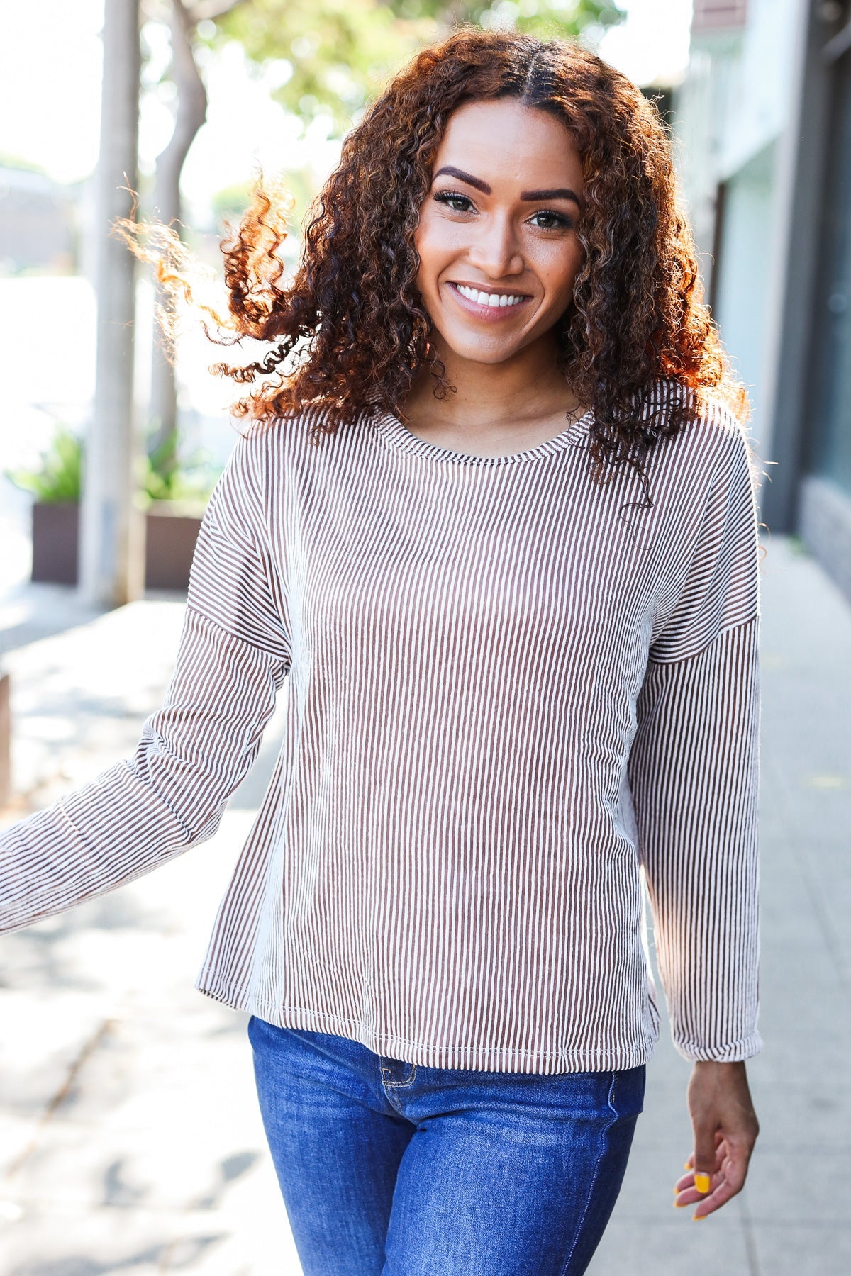 Camel Rib Dolman Cropped Sweater Top