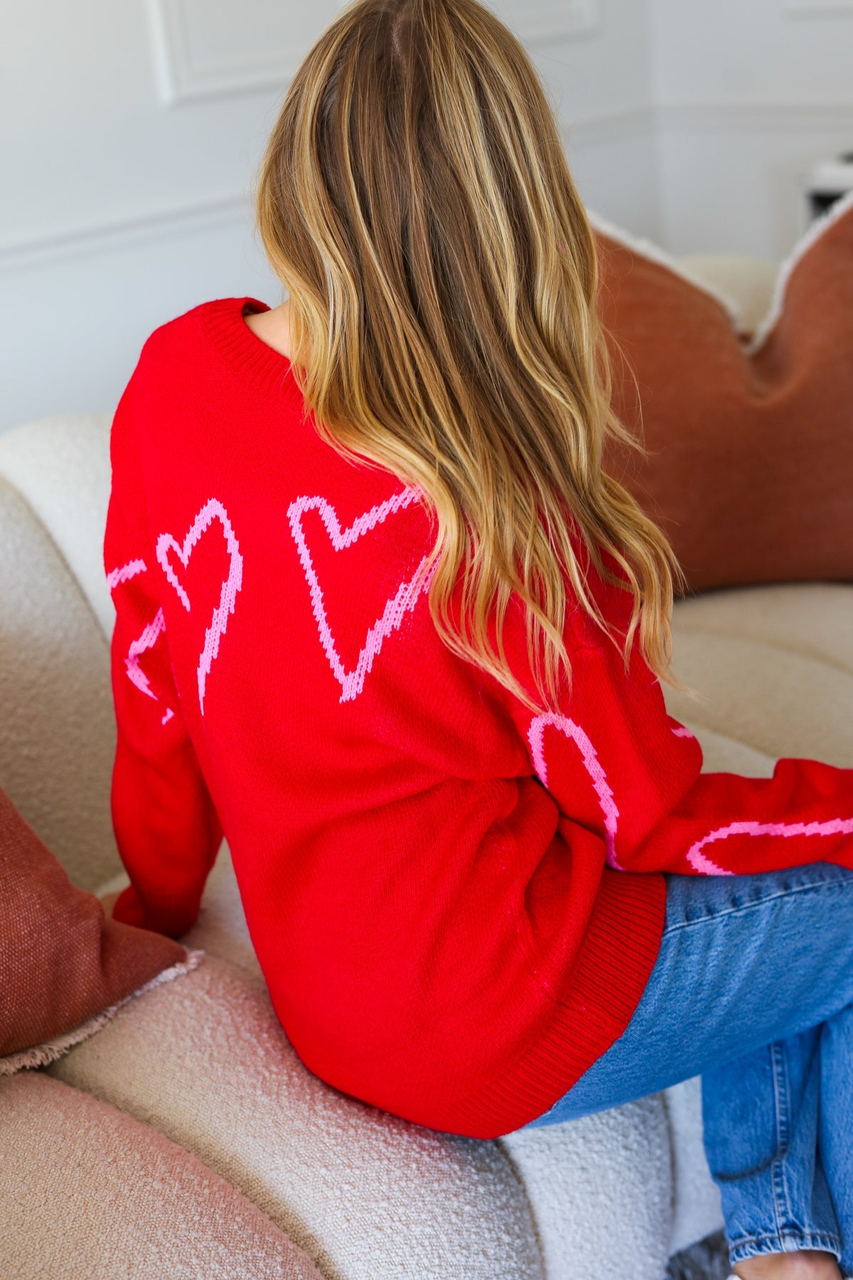Red Heart Jacquard Oversized Sweater