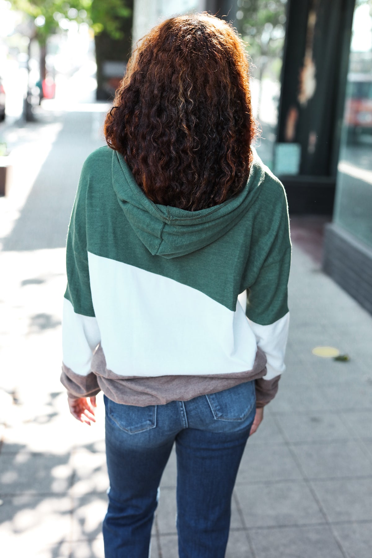 Olive & Ivory Color Block Hacci Knit Hoodie