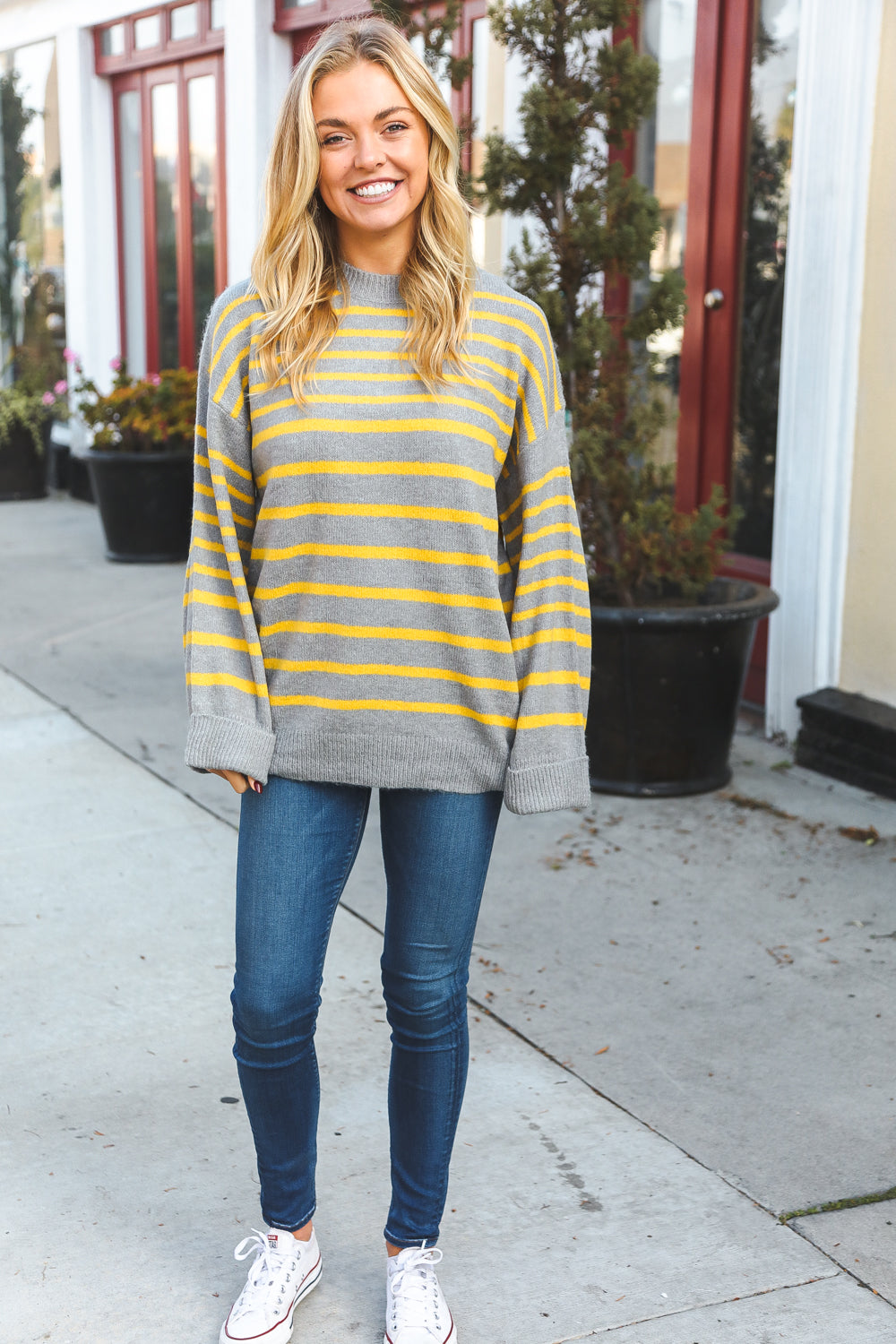 Sunflower Multi Stripe Ribbed Knit Sweater