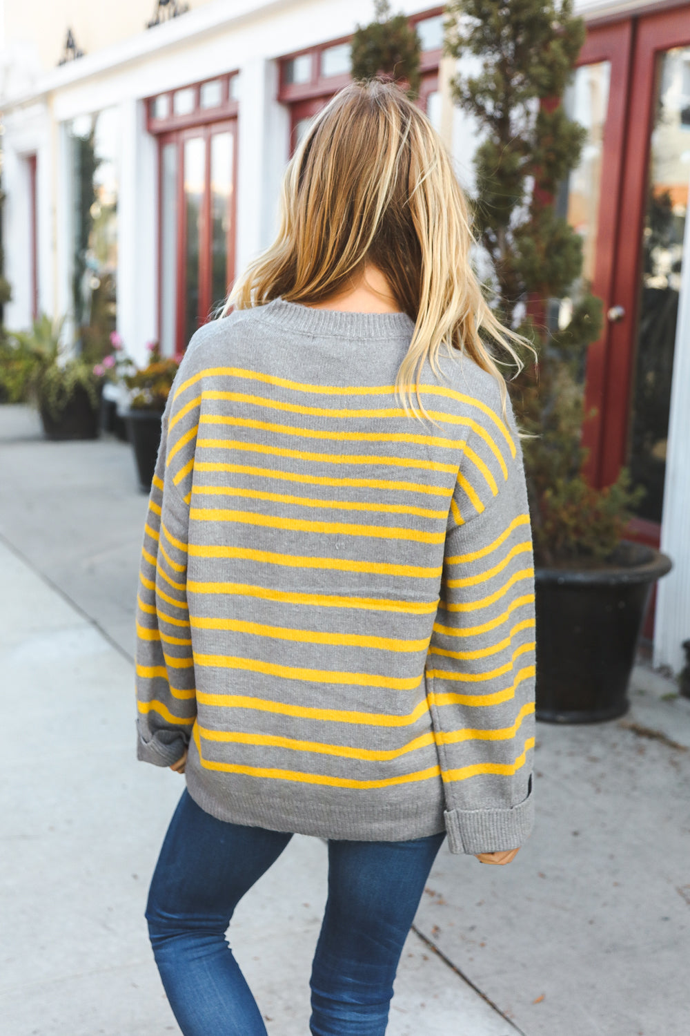 Sunflower Multi Stripe Ribbed Knit Sweater