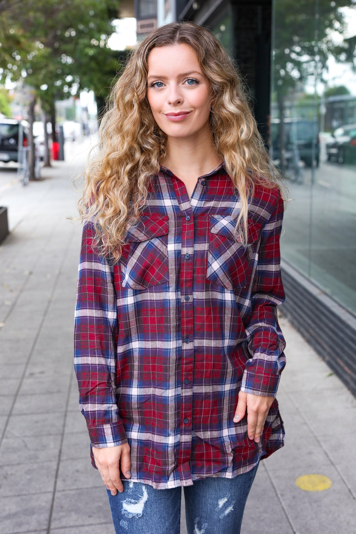 Cabernet Plaid Long Sleeve Shirt