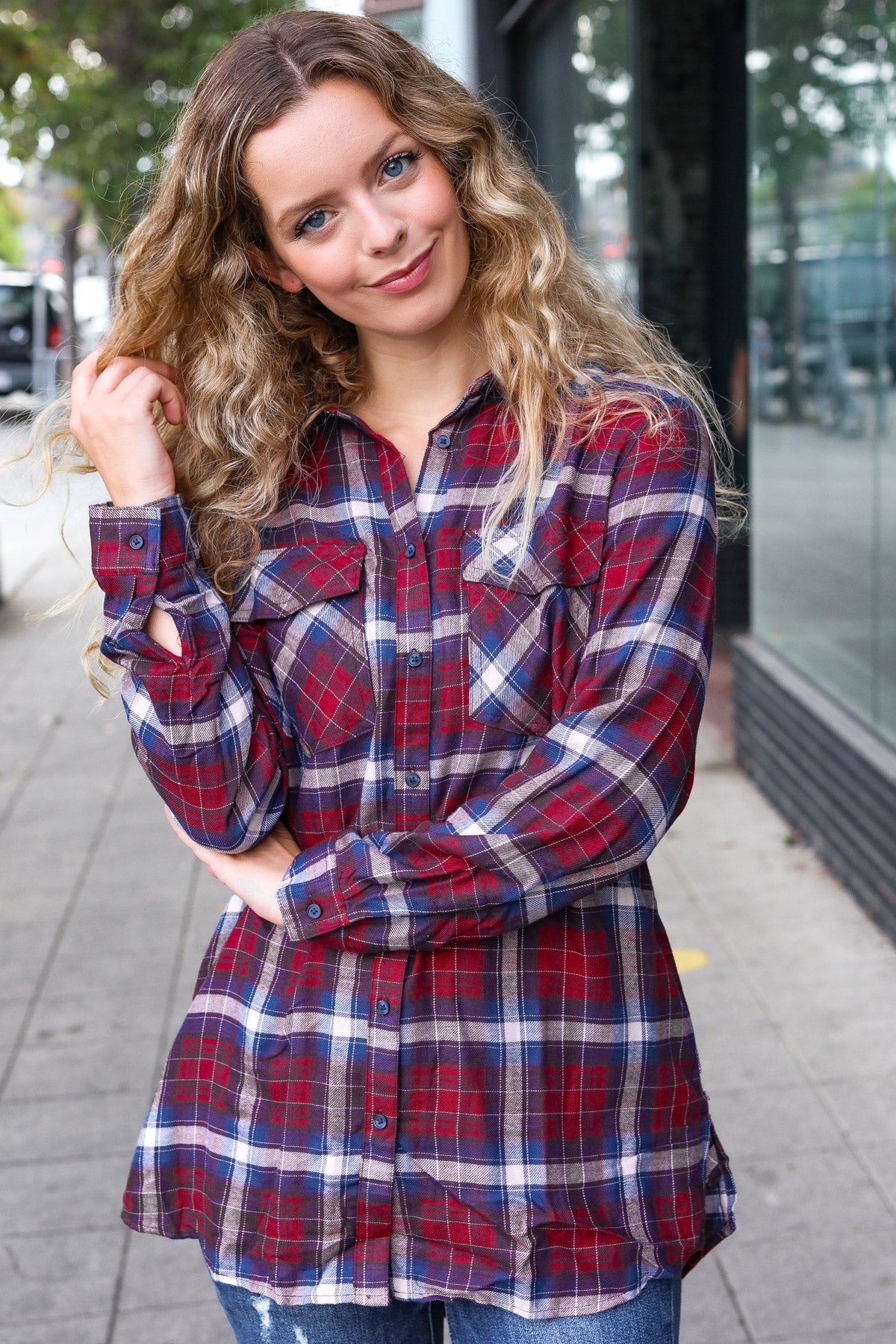 Cabernet Plaid Long Sleeve Shirt